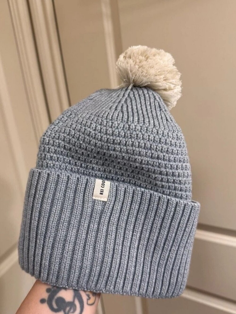 REI Co-op Unisex Grey Wool Blend Fleece Lined Beanie